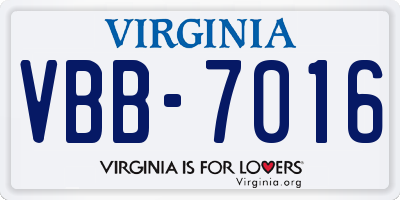 VA license plate VBB7016