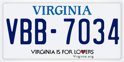 VA license plate VBB7034