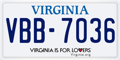 VA license plate VBB7036