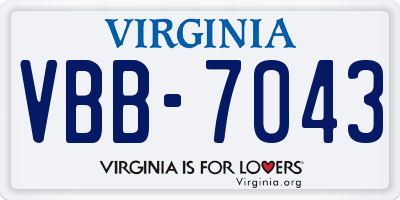 VA license plate VBB7043