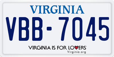 VA license plate VBB7045
