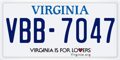 VA license plate VBB7047