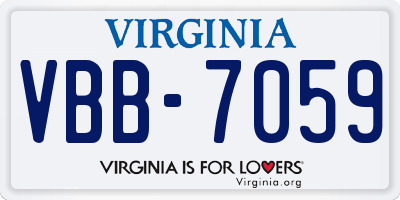 VA license plate VBB7059
