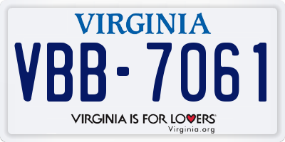 VA license plate VBB7061