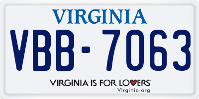 VA license plate VBB7063