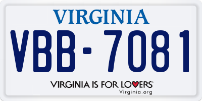 VA license plate VBB7081