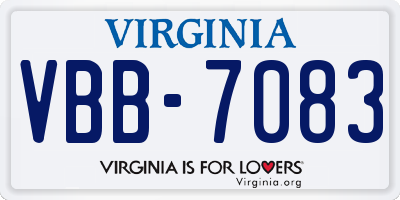 VA license plate VBB7083