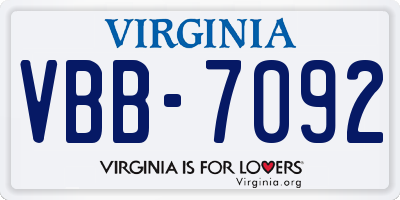 VA license plate VBB7092