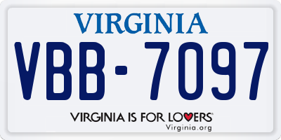 VA license plate VBB7097
