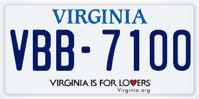 VA license plate VBB7100