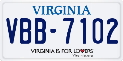VA license plate VBB7102