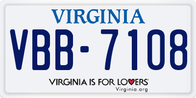 VA license plate VBB7108