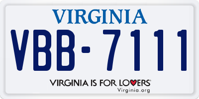 VA license plate VBB7111