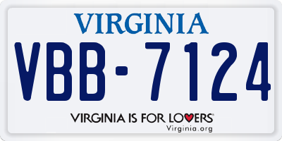 VA license plate VBB7124