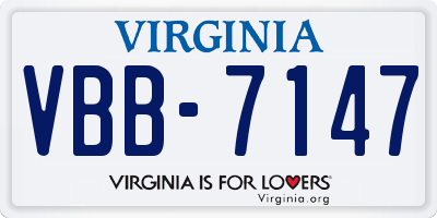 VA license plate VBB7147