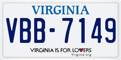 VA license plate VBB7149