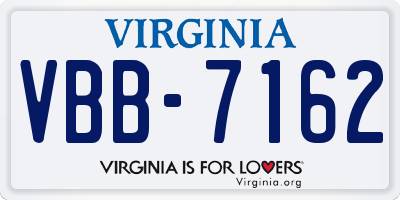 VA license plate VBB7162