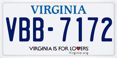 VA license plate VBB7172