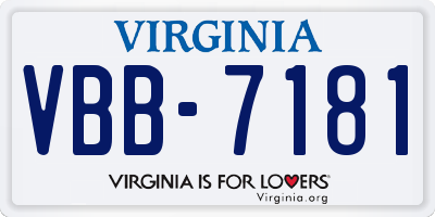 VA license plate VBB7181