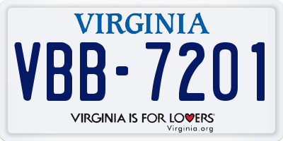 VA license plate VBB7201