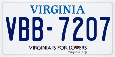 VA license plate VBB7207