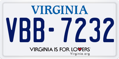 VA license plate VBB7232