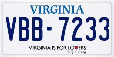 VA license plate VBB7233