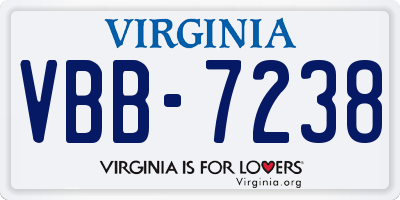 VA license plate VBB7238