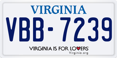 VA license plate VBB7239