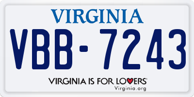 VA license plate VBB7243