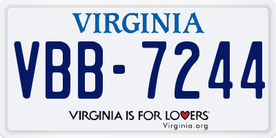 VA license plate VBB7244