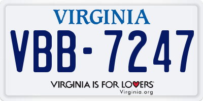 VA license plate VBB7247