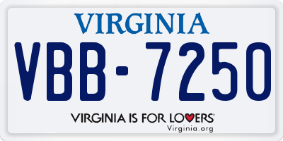 VA license plate VBB7250