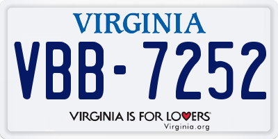 VA license plate VBB7252