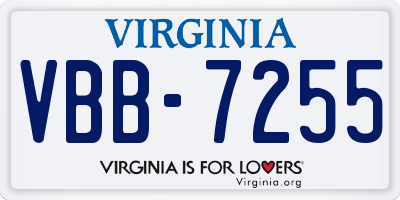 VA license plate VBB7255