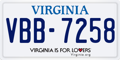 VA license plate VBB7258