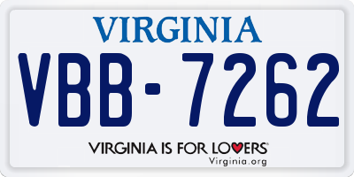 VA license plate VBB7262