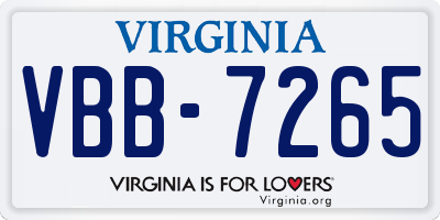 VA license plate VBB7265