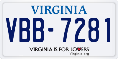 VA license plate VBB7281