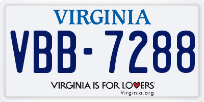 VA license plate VBB7288
