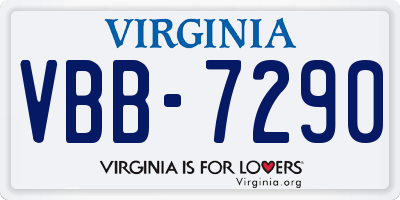 VA license plate VBB7290