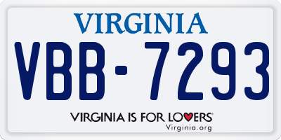 VA license plate VBB7293