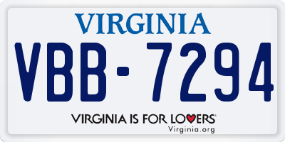 VA license plate VBB7294