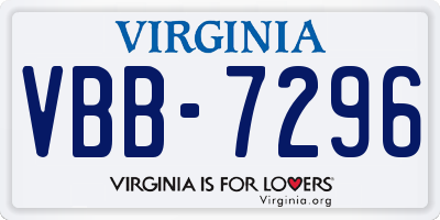 VA license plate VBB7296