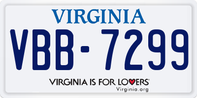 VA license plate VBB7299