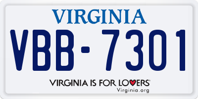 VA license plate VBB7301