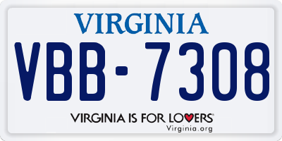 VA license plate VBB7308