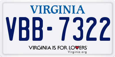 VA license plate VBB7322
