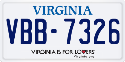VA license plate VBB7326