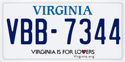 VA license plate VBB7344